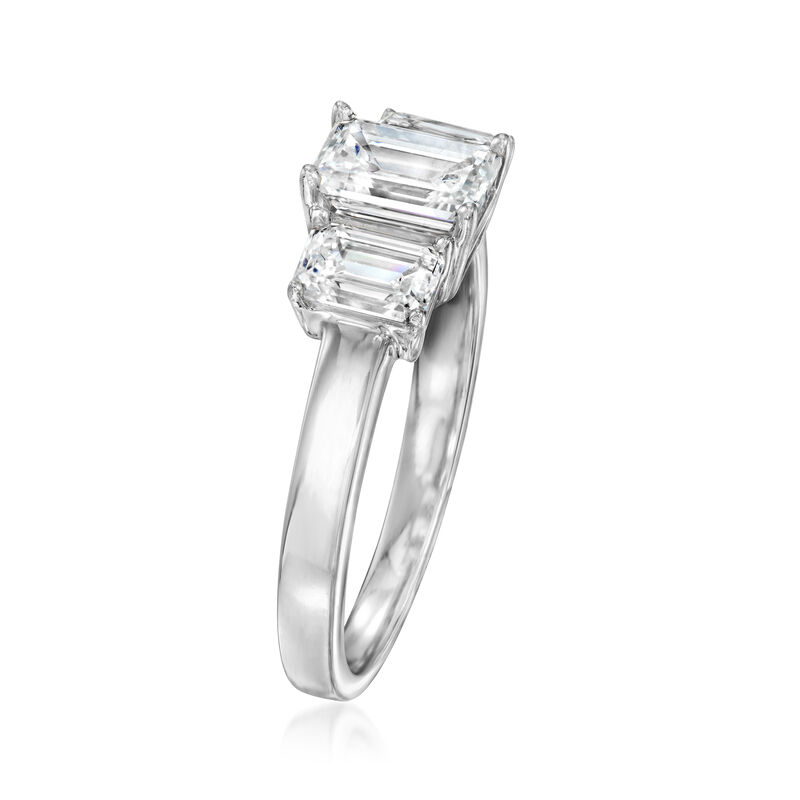 2.00 ct. t.w. Emerald-Cut Lab-Grown Diamond Three-Stone Ring in 14kt White Gold image number 2