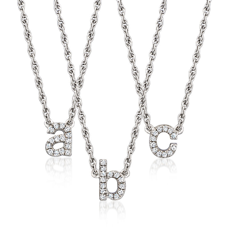 Diamond Lowercase Mini Initial Necklace in Sterling Silver image number 0