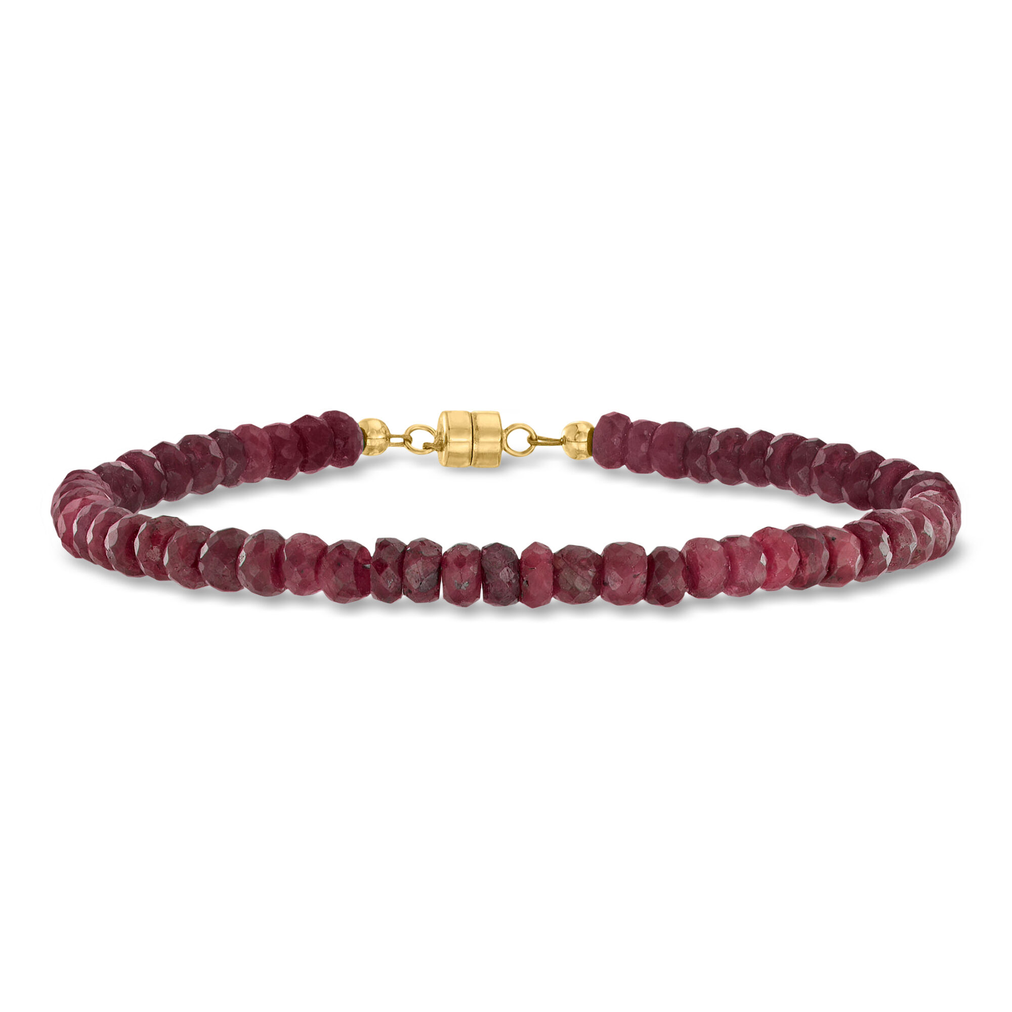 アクセサリー Rubi 36.00 ct. t.w. Ruby Bead Bracelet with 14kt Yellow Gold Magnetic