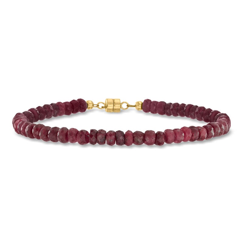 36.00 ct. t.w. Ruby Bead Bracelet with 14kt Yellow Gold Magnetic Clasp image number 0