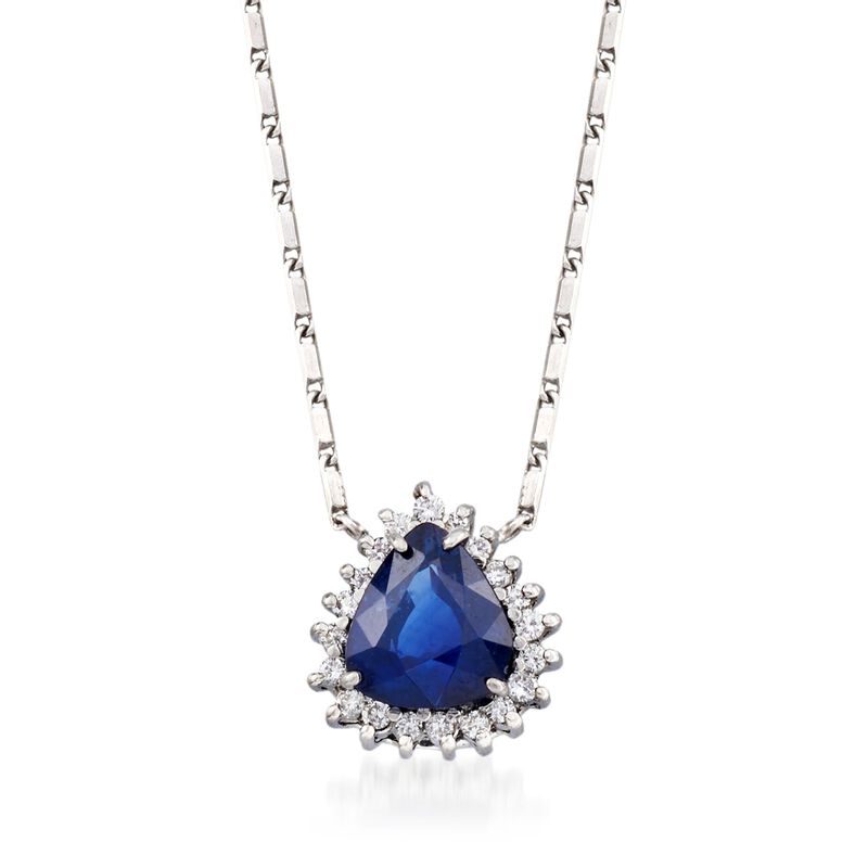 C. 2000 Vintage Alessi 2.30 ct. t.w. Sapphire and .25 ct. t.w. Diamond Necklace in 18kt White Gold. 16&quot; image number 1