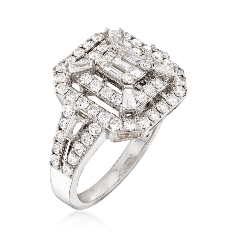 C. 2005 Vintage 1.45 ct. t.w. Diamond Square-Top Ring in 14kt White Gold. Size 7 image number 2
