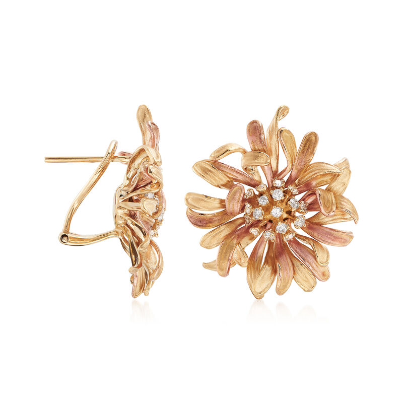 .40 ct. t.w. Diamond Flower Earrings in 14kt Two-Tone Gold image number 2