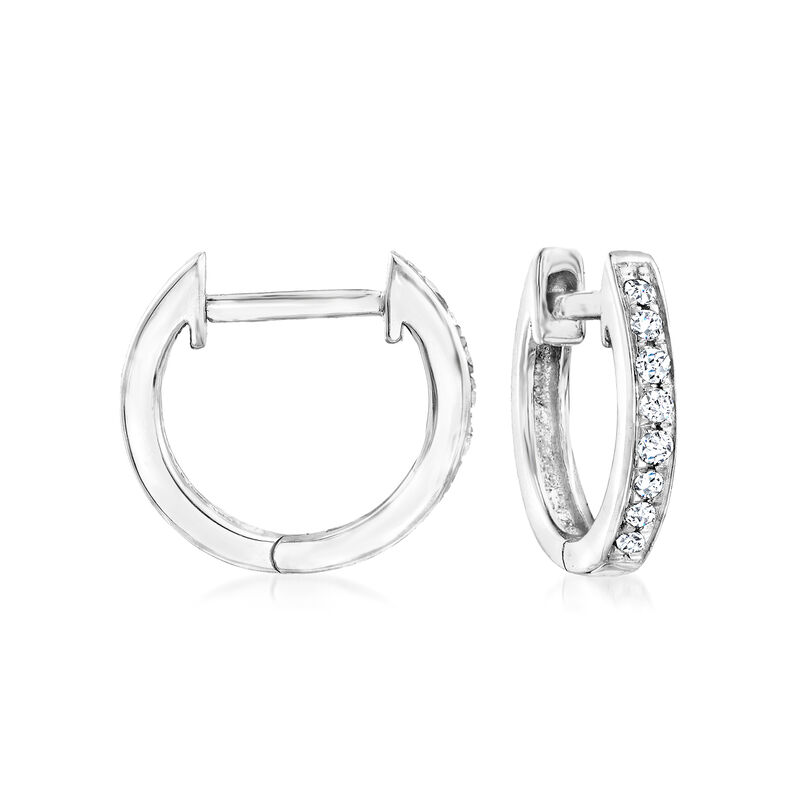 .10 ct. t.w. Diamond Huggie Hoop Earrings in Sterling Silver. 1/4&quot; image number 0