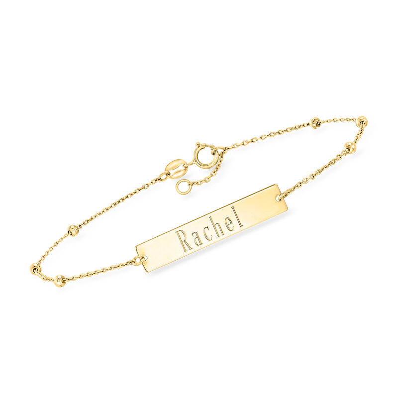 Plain - Italian 14kt Yellow Gold ID Bracelet. 7.5&quot; image number 0