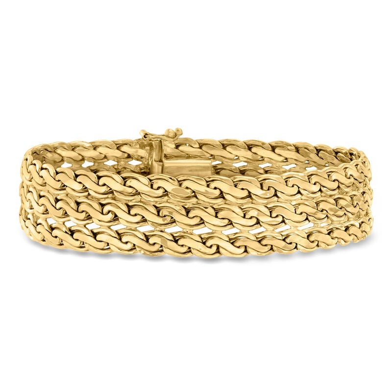 14kt Yellow Gold Three-Row Serpentine-Link Bracelet image number 0