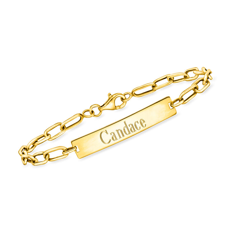 Plain - 10kt Yellow Gold ID Bracelet. 7" image number 0