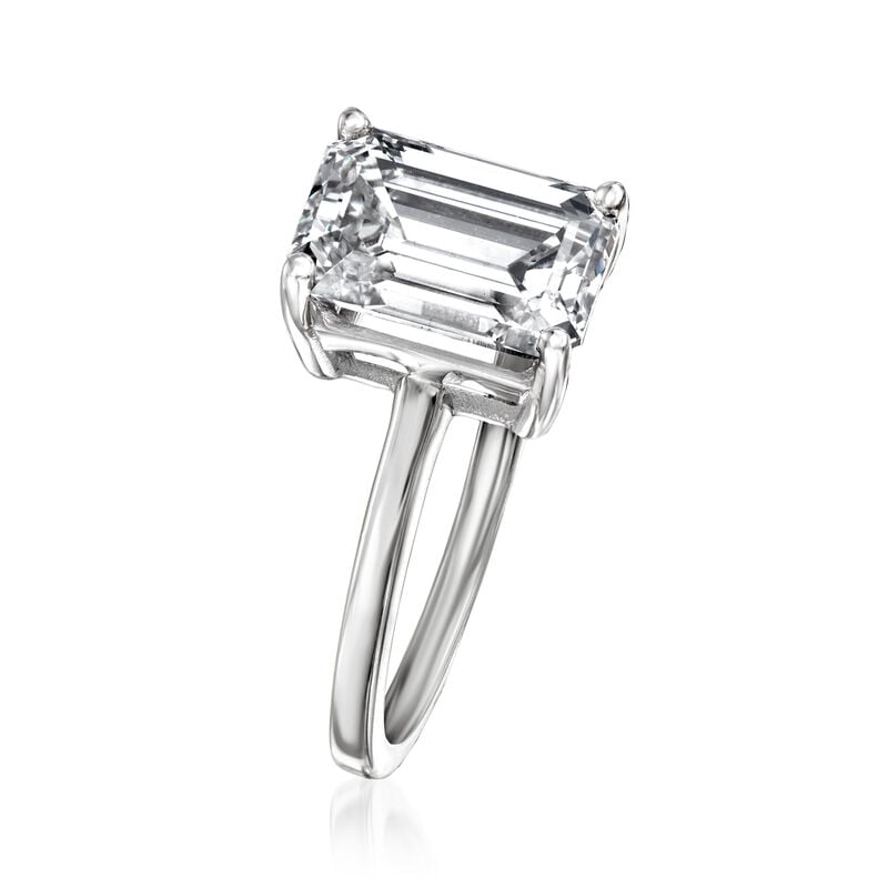 3.00 Carat Emerald-Cut Lab-Grown Diamond Solitaire Ring in 14kt White Gold image number 2