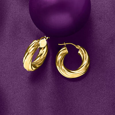 Italian 18kt Yellow Gold Twisted Hoop Earrings