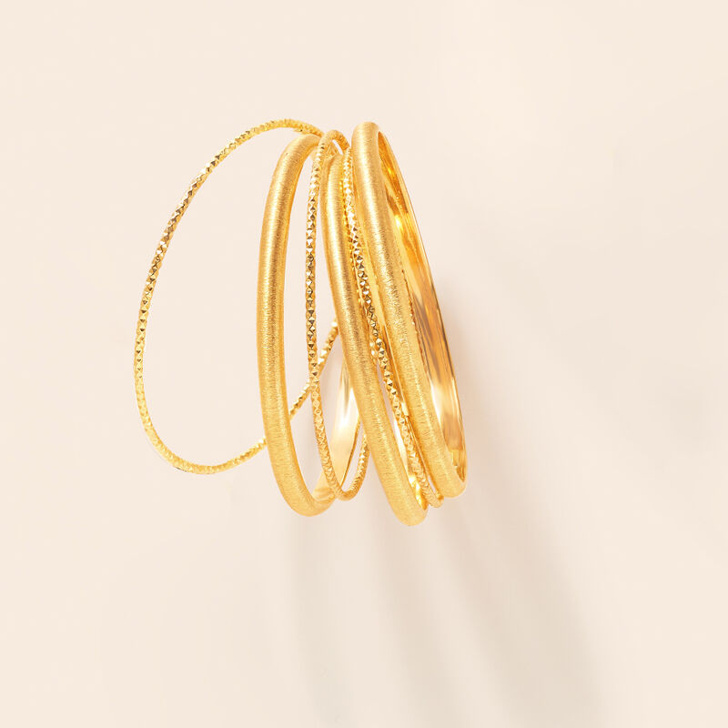 Italian 18kt Gold Over Sterling Silver Jewelry Set: Seven Bangle Bracelets image number 4