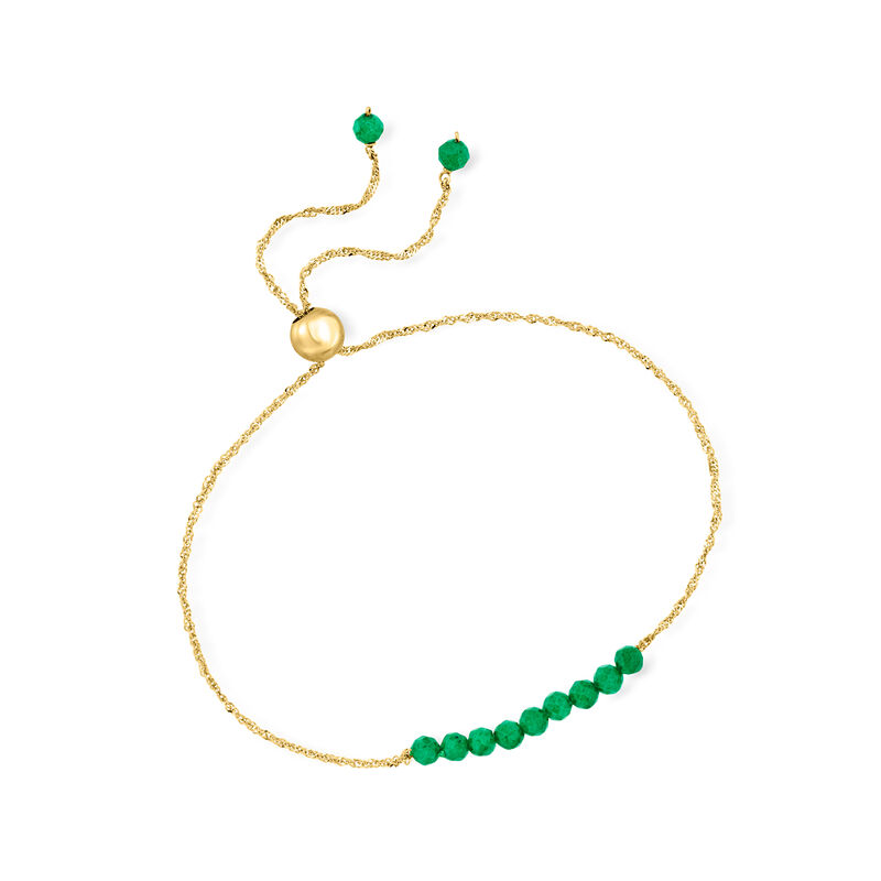 1.60 ct. t.w. Emerald Bead Bolo Bracelet in 14kt Yellow Gold  image number 2