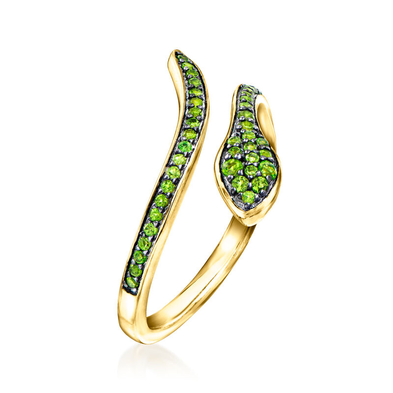 .20 ct. t.w. Chrome Diopside Snake Bypass Ring in 18kt Gold Over Sterling Silver image number 2