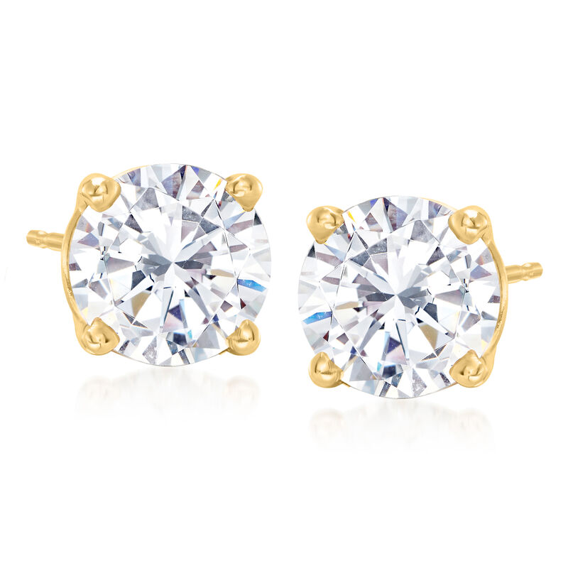 6.00 ct. t.w. CZ Jewelry Set: Three Pairs of Stud Earrings in 18kt Gold Over Sterling image number 7