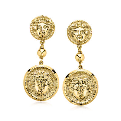 Italian 14kt Yellow Gold-Plated Mythological Drop Earrings