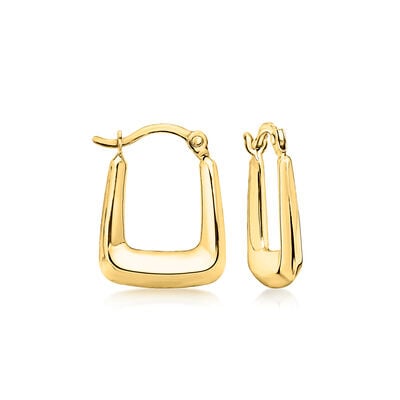 10kt Yellow Gold Squared Huggie Hoop Earrings
