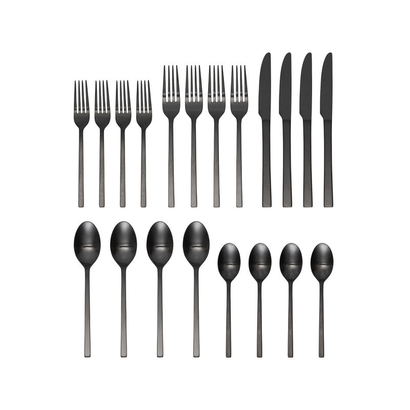 Oneida &quot;Allay&quot; 20-pc. Service for 4 18/10 Stainless Steel Midnight Flatware Set image number 1