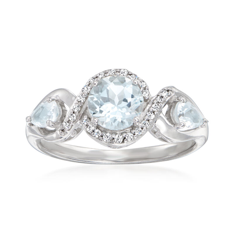 1.10 ct. t.w. Aquamarine and .84 ct. t.w. Diamond Ring in Sterling Silver image number 0