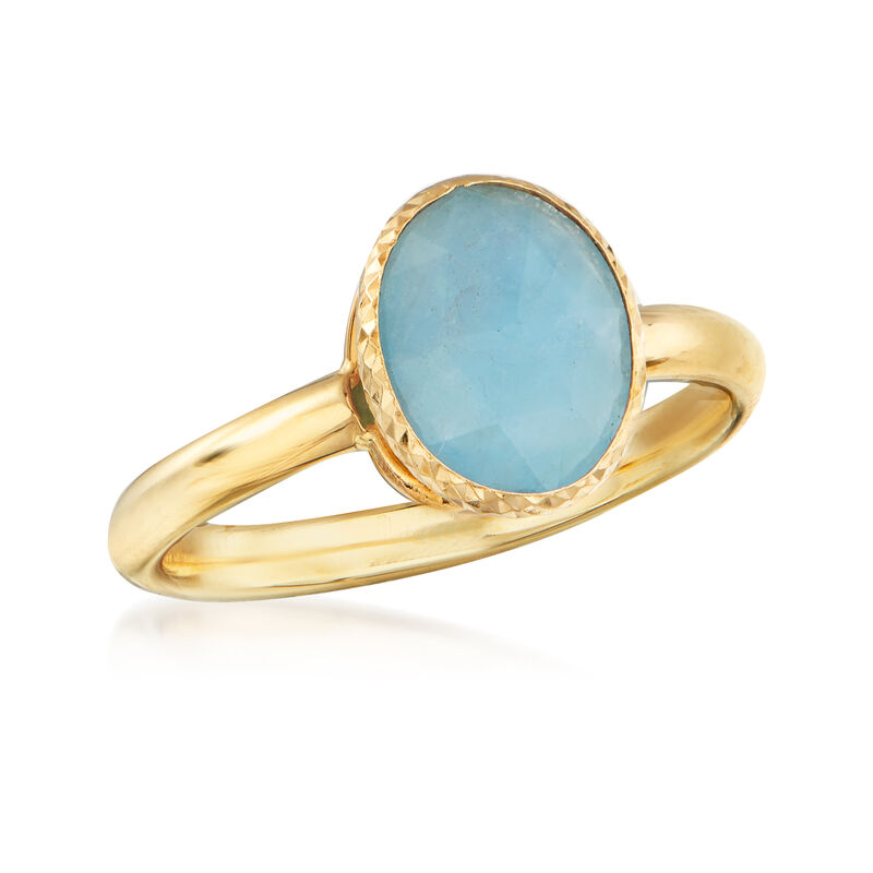 Italian 3.60 Carat Bezel-Set Aquamarine Ring in 14kt Yellow Gold image number 3