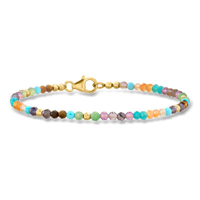 Multi-Gemstone Bead Bracelet in 18kt Gold Over Sterling