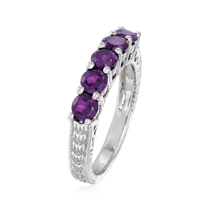 1.20 ct. t.w. Amethyst Five-Stone Ring in Sterling Silver image number 2