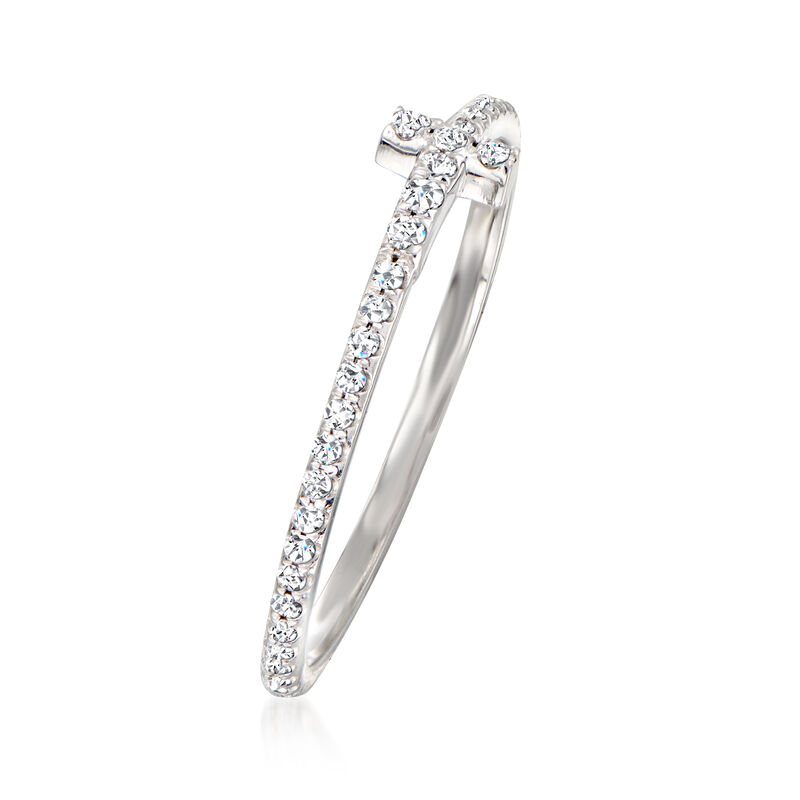 C. 2000 Vintage Tiffany Jewelry .30 ct. t.w. Diamond Cross Ring in 18kt White Gold image number 2