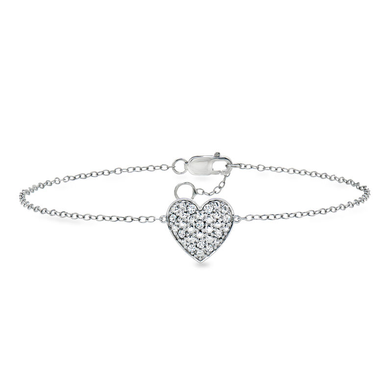 .10 ct. t.w. Lab-Grown Diamond Heart Bracelet in Sterling Silver image number 0