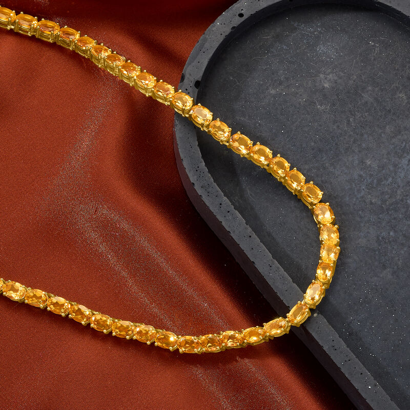 40.00 ct. t.w. Citrine Tennis Necklace in 18kt Gold Over Sterling Silver. 18&quot; image number 3