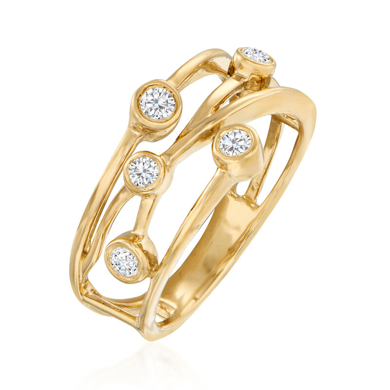 .25 ct. t.w. Diamond Crisscross Ring in 18kt Gold Over Sterling image number 2