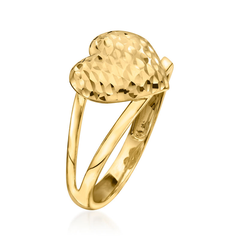 10kt Yellow Gold Diamond-Cut Heart Ring. Size 7 image number 2
