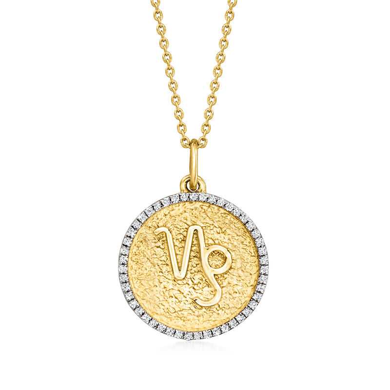 Capricorn - .20 ct. t.w. Diamond Zodiac Pendant Necklace in 18kt Gold Over Sterling. 18" image number 0