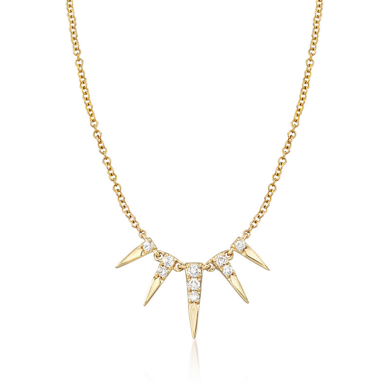 Gabriel Designs .13 ct. t.w. Diamond Spike Necklace in 14kt Yellow Gold. 15.5&quot; image number 1