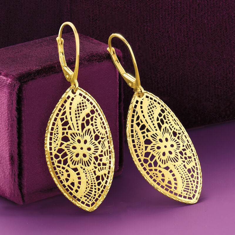 Italian 14kt Yellow Gold Pizzo-Style Marquise-Shaped Drop Earrings image number 2