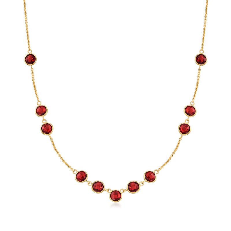 11.00 ct. t.w. Garnet Station Necklace in 18kt Gold Over Sterling image number 0