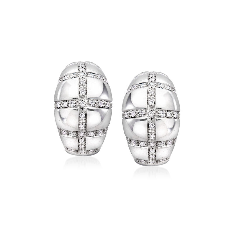 C. 1990 Vintage .80 ct. t.w. Diamond Hoop Earrings in 18kt White Gold image number 0