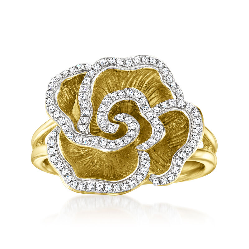 .20 ct. t.w. Diamond Flower Ring in 18kt Gold Over Sterling image number 0