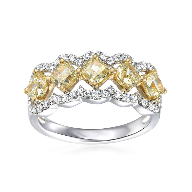Le Vian &quot;Couture&quot; 1.80 ct. t.w. Sunny Yellow Diamond Ring with .38 ct. t.w. Vanilla Diamonds in 18kt Honey Gold and Platinum image number 0