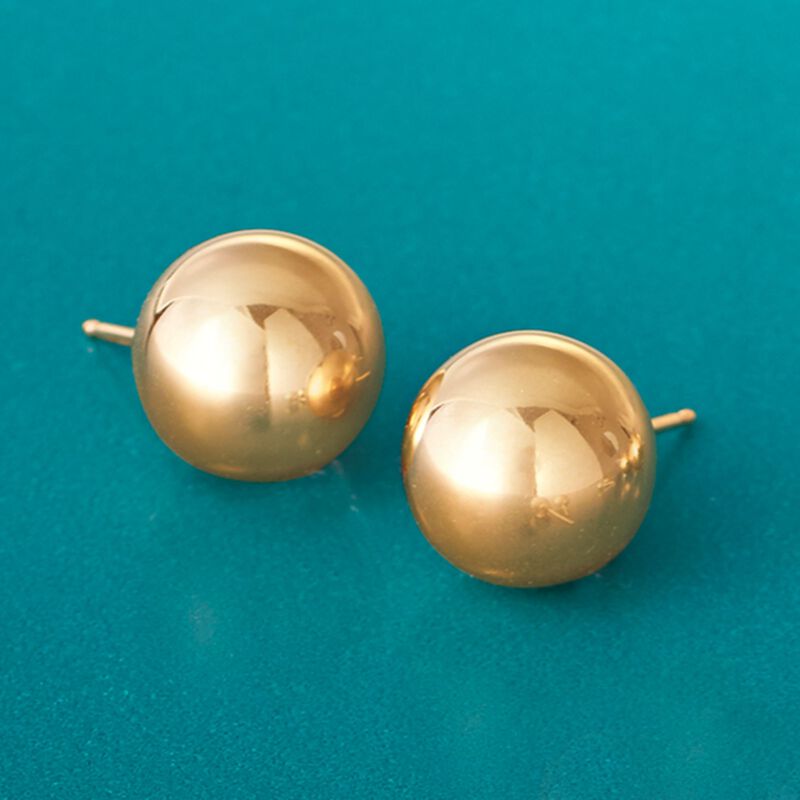 10mm 14kt Yellow Gold Ball Stud Earrings image number 2