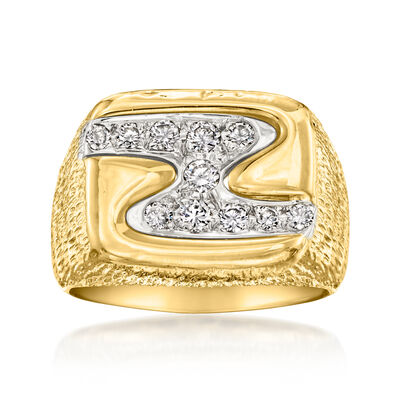 C. 1980 Vintage .30 ct. t.w. Diamond Zigzag Ring in 18kt Yellow Gold