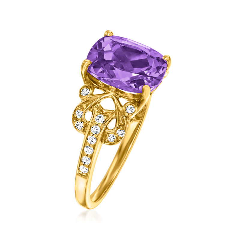3.00 Carat Amethyst Ring with .15 ct. t.w. Diamonds in 14kt Yellow Gold image number 2