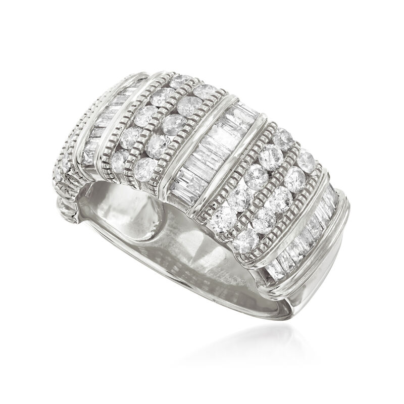 1.50 ct. t.w. Baguette and Round Diamond Ring in Sterling Silver image number 3
