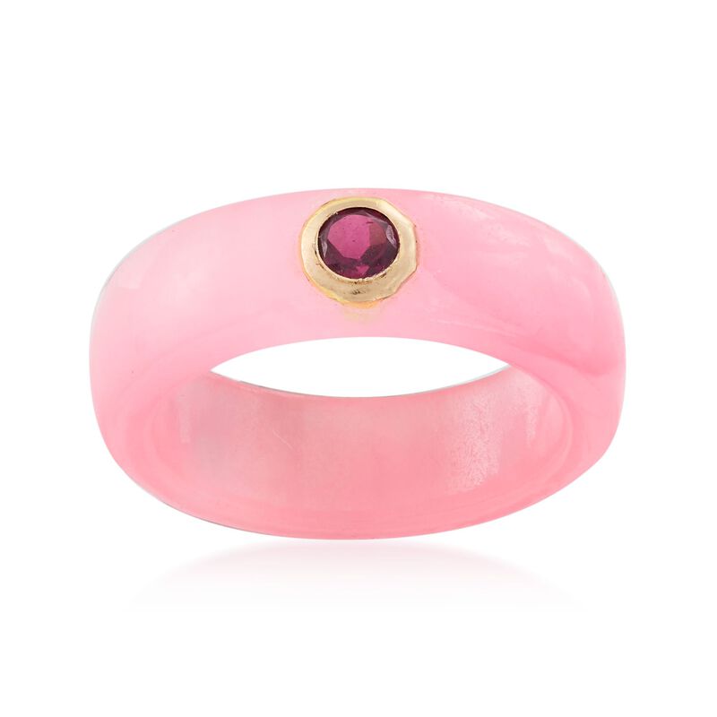 Multicolored Jade Jewelry Set: Seven Interchangeable Bands with 14kt Gold Ring Jacket image number 7