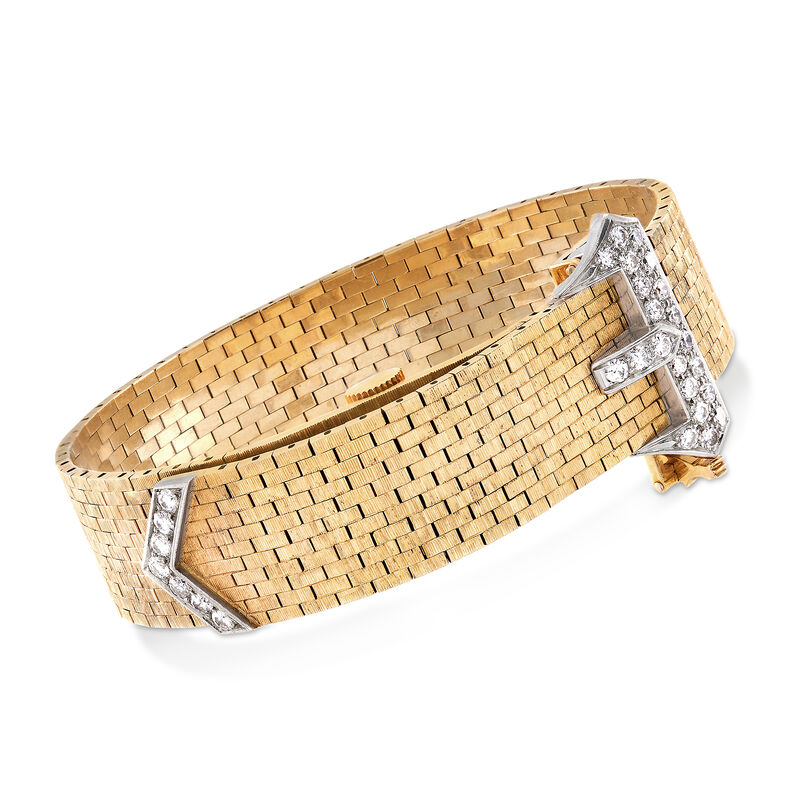 C. 1960 Vintage Women's Diamond Buckle Manual Watch in 14kt Yellow Gold. Size 7 image number 0