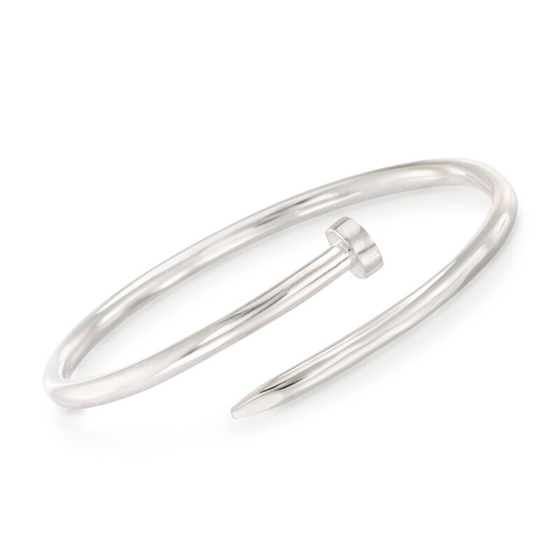 Sterling Silver Nail Motif Bangle Bracelet image number 0