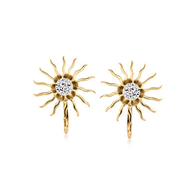C. 1950 Vintage .60 ct. t.w. Diamond Sunburst Earrings in 14kt Yellow Gold