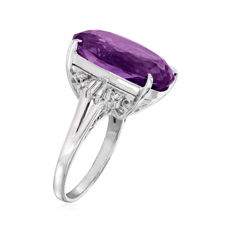 C. 2000 Vintage 11.40 Carat Amethyst and .31 ct. t.w. Diamond Ring in Platinum image number 2