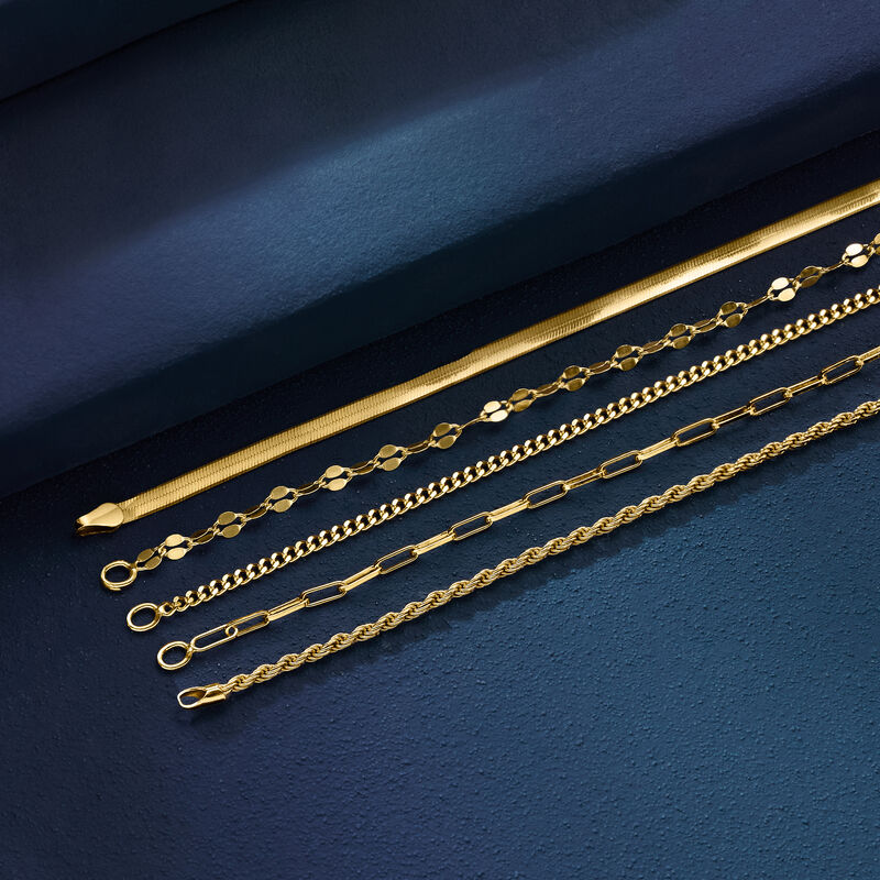 Italian 18kt Gold Over Sterling Jewelry Set: Five Chain Bracelets image number 8