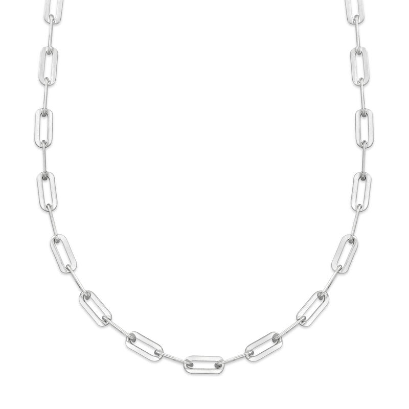 Italian Sterling Silver Paper Clip Link Necklace image number 2