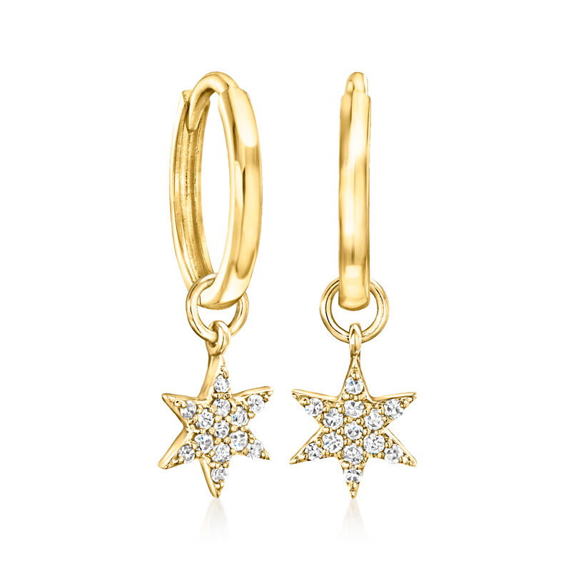 Diamond Star Hoop Charms in 14kt Yellow Gold image number 3