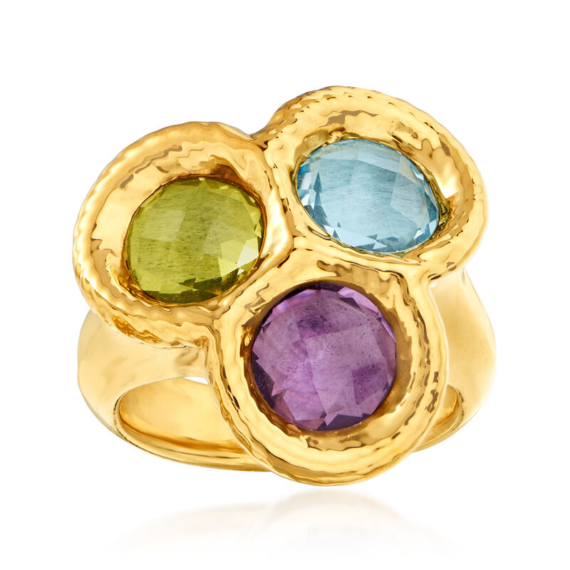 Italian Andiamo 4.50 ct. t.w. Multi-Gemstone 14kt Yellow Gold Ring Over Resin image number 0