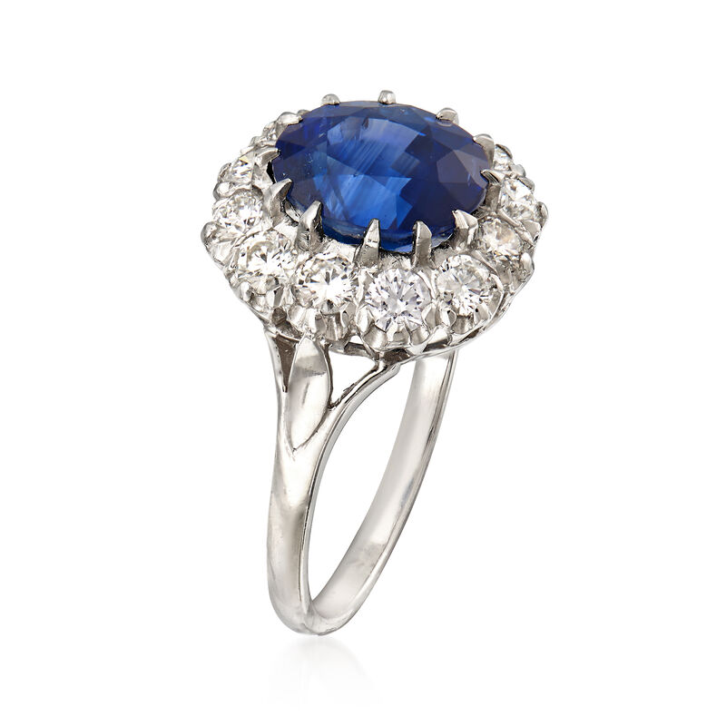 3.84 Carat Sapphire and 1.00 ct. t.w. Diamond Ring in Platinum. Size 7 image number 2